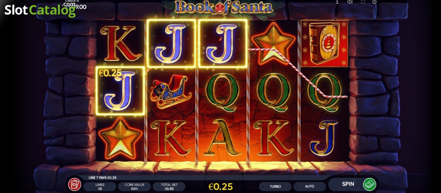 Book of Santa gameplay screenshot showing expanding Santa symbol during free spins